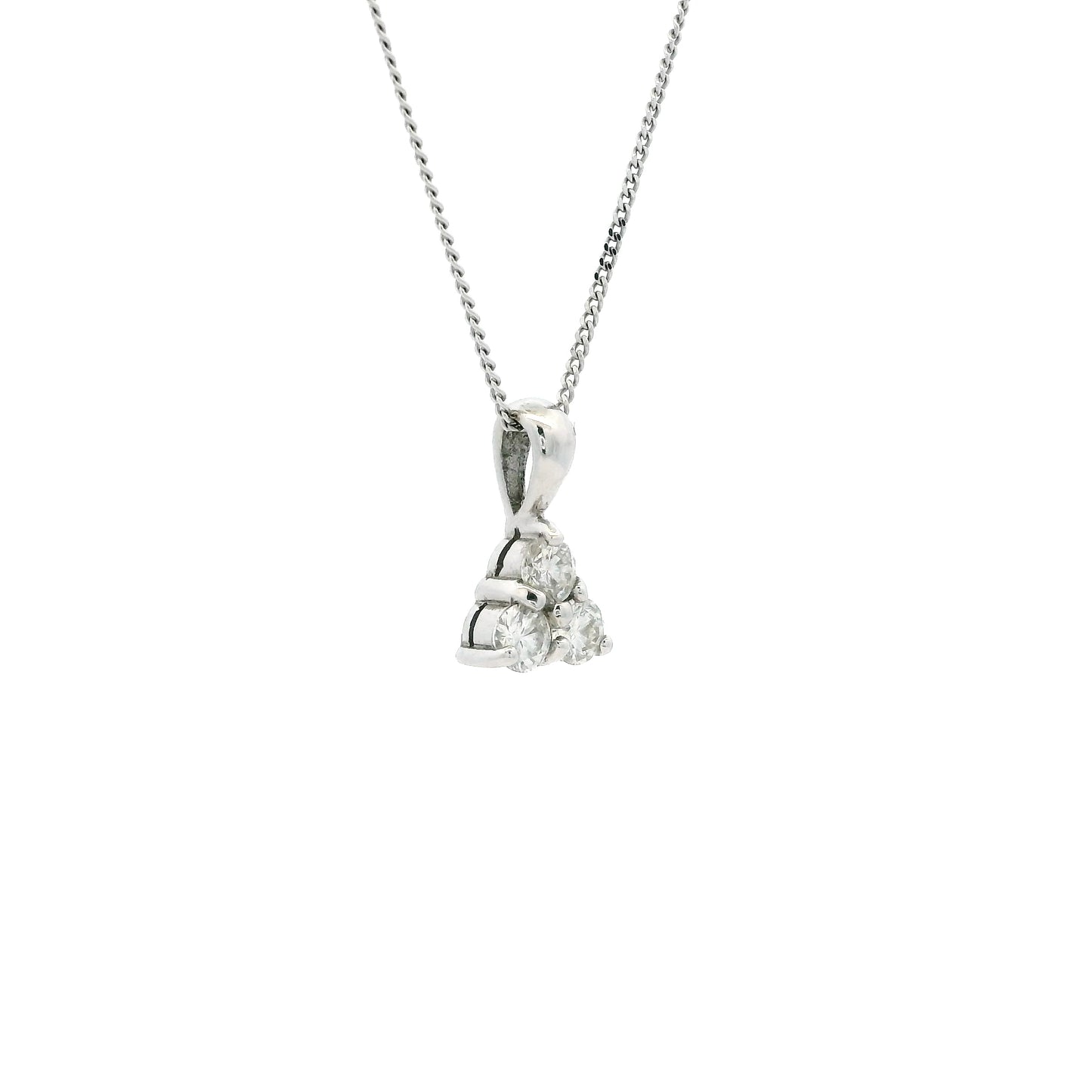18ct White Gold 0.51ct Round Diamond Trefoil Pendant
