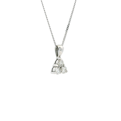 18ct White Gold 0.51ct Round Diamond Trefoil Pendant