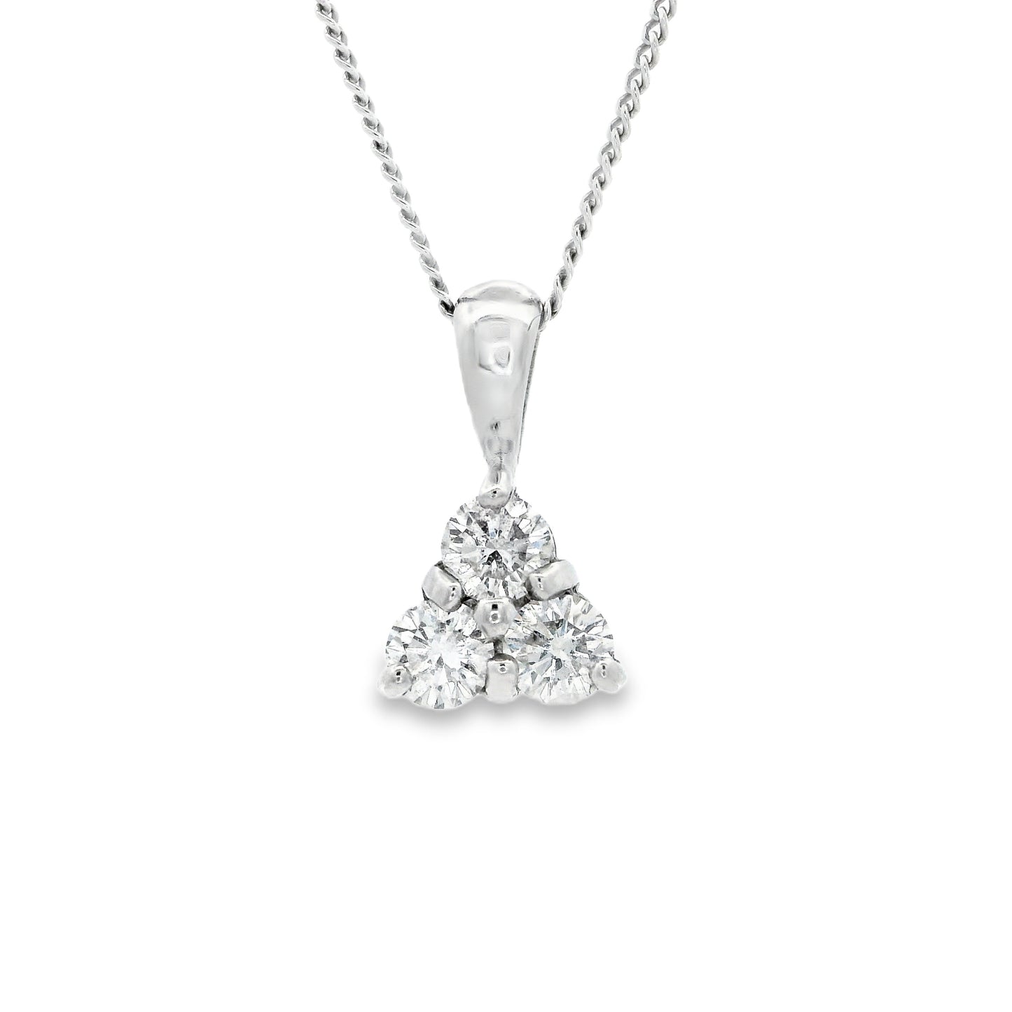 18ct White Gold 0.51ct Round Diamond Trefoil Pendant