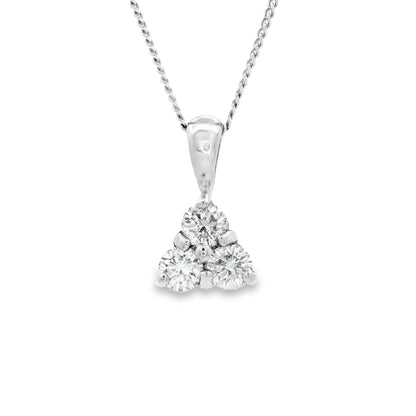 18ct White Gold 0.51ct Round Diamond Trefoil Pendant