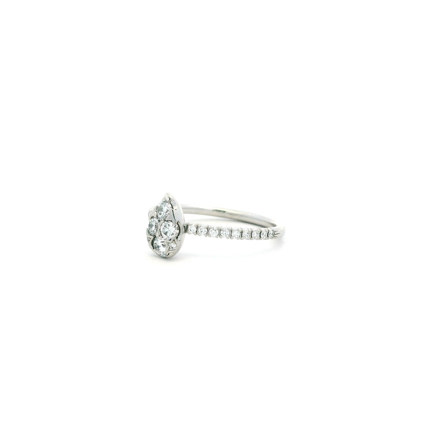Cartier White Gold Diamond Pear Shape Cluster Ring