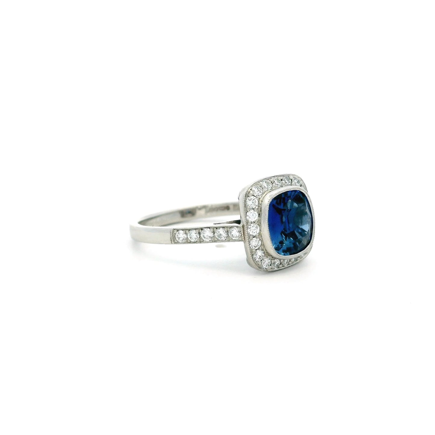 2.12ct Cushion Sapphire and Diamond Cluster Ring