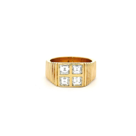 Yellow Gold Square Diamond Plaque Ring
