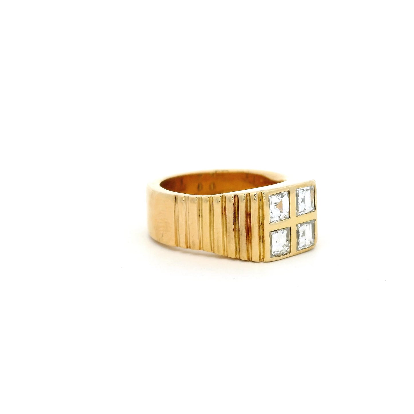 Yellow Gold Square Diamond Plaque Ring