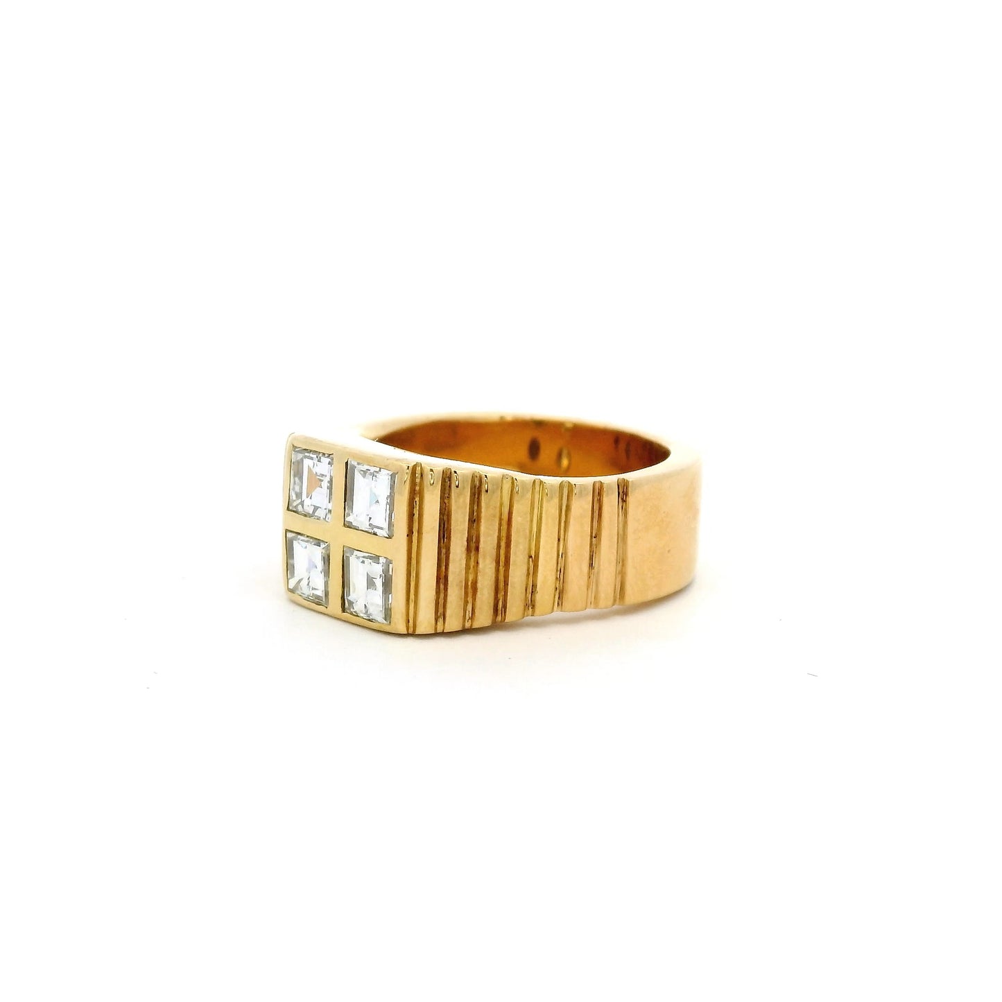 Yellow Gold Square Diamond Plaque Ring