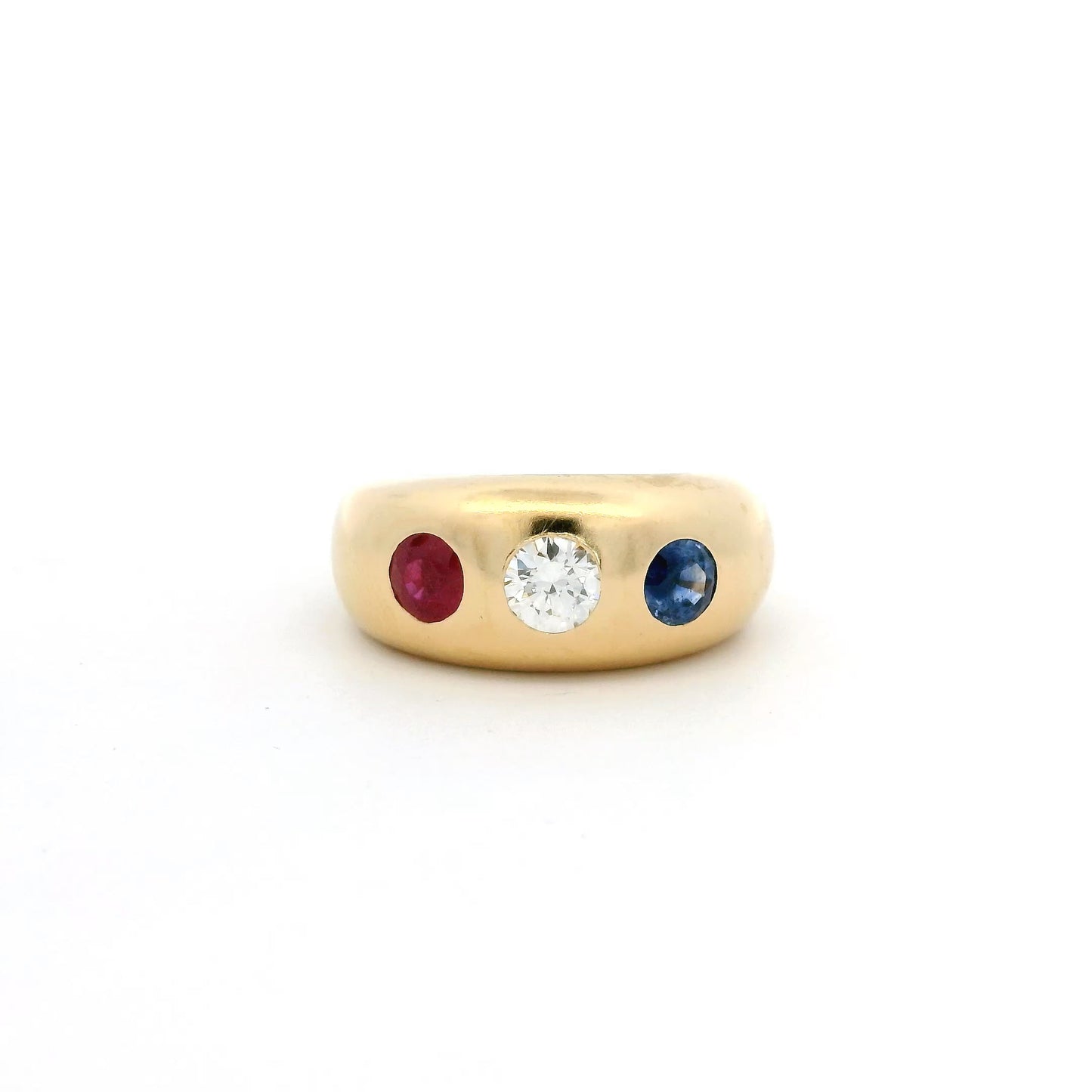 Sapphire, Ruby And Diamond Gypsy Ring