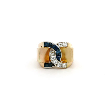 Sapphire And Diamond Double C Entwined Dress Ring