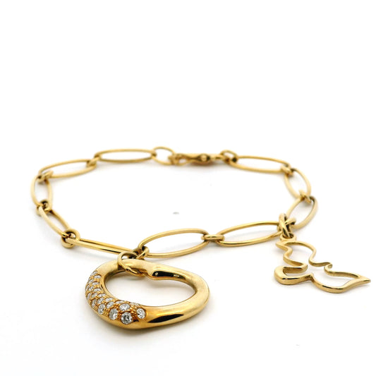 Tiffany & Co Yellow Gold Charm Bracelet With Two Charms