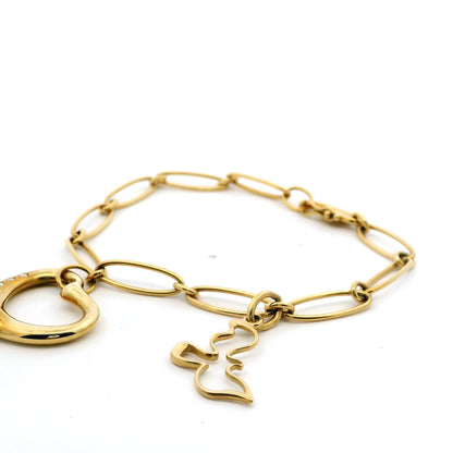 Tiffany & Co Yellow Gold Charm Bracelet With Two Charms