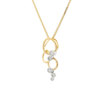 Round Diamond Bubbles And Yellow Gold Rings Drop Pendant