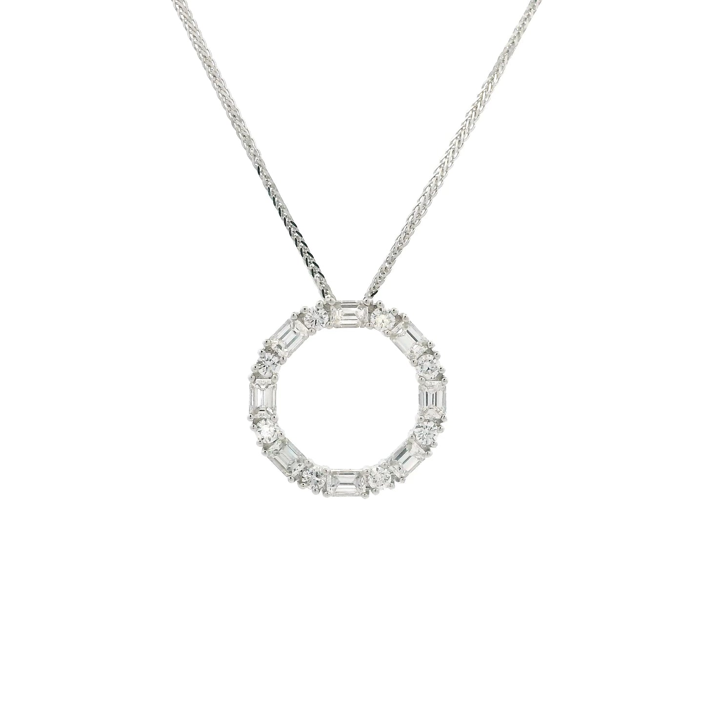 1.08ct Baguette And Round Diamond Circular Pendant