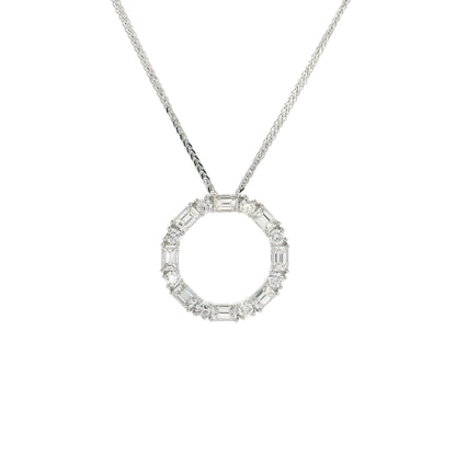 1.08ct Baguette And Round Diamond Circular Pendant