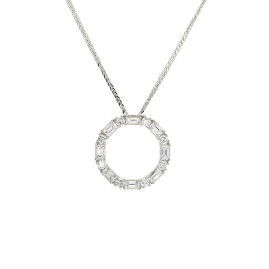 1.08ct Baguette And Round Diamond Circular Pendant