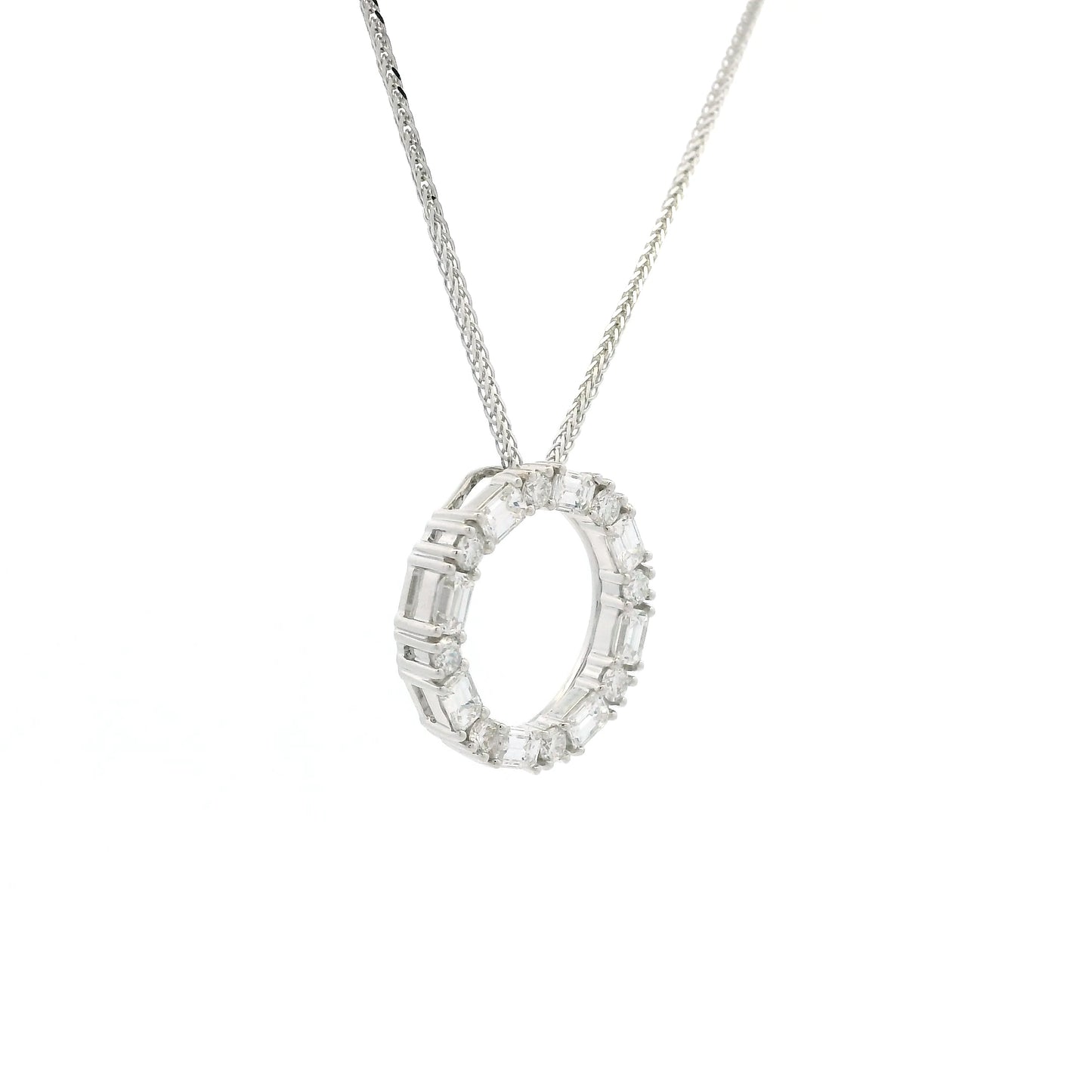 1.08ct Baguette And Round Diamond Circular Pendant