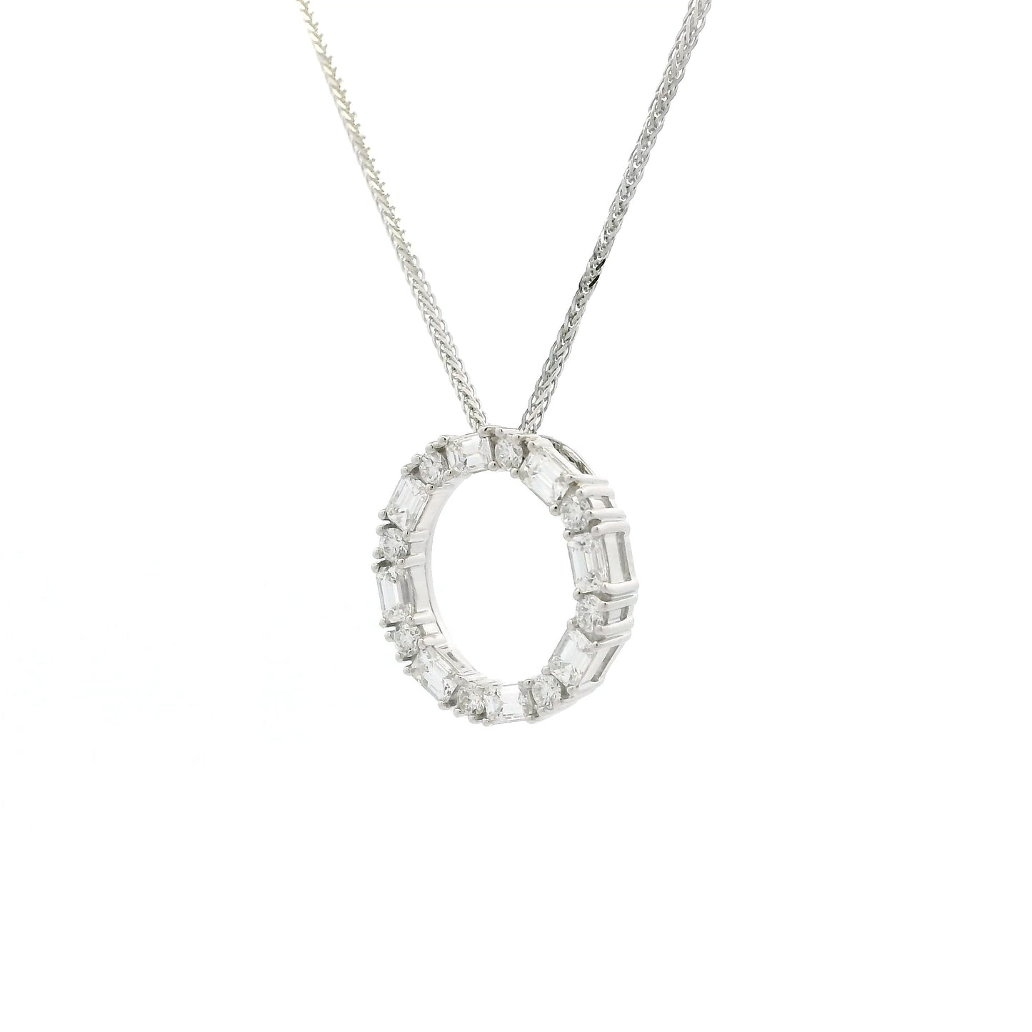 1.08ct Baguette And Round Diamond Circular Pendant