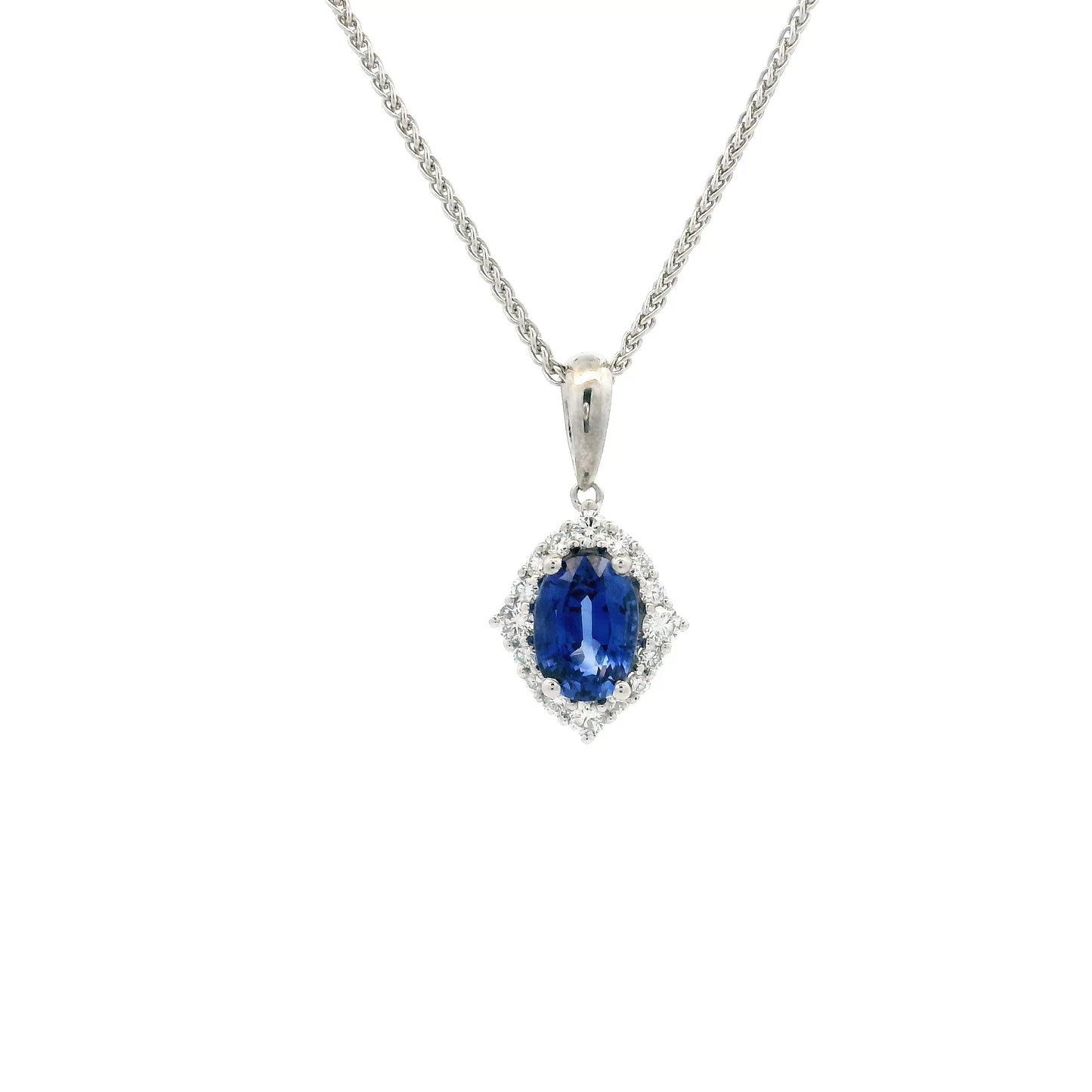 1.05ct Oval Sapphire And Round Diamond Cluster Pendant