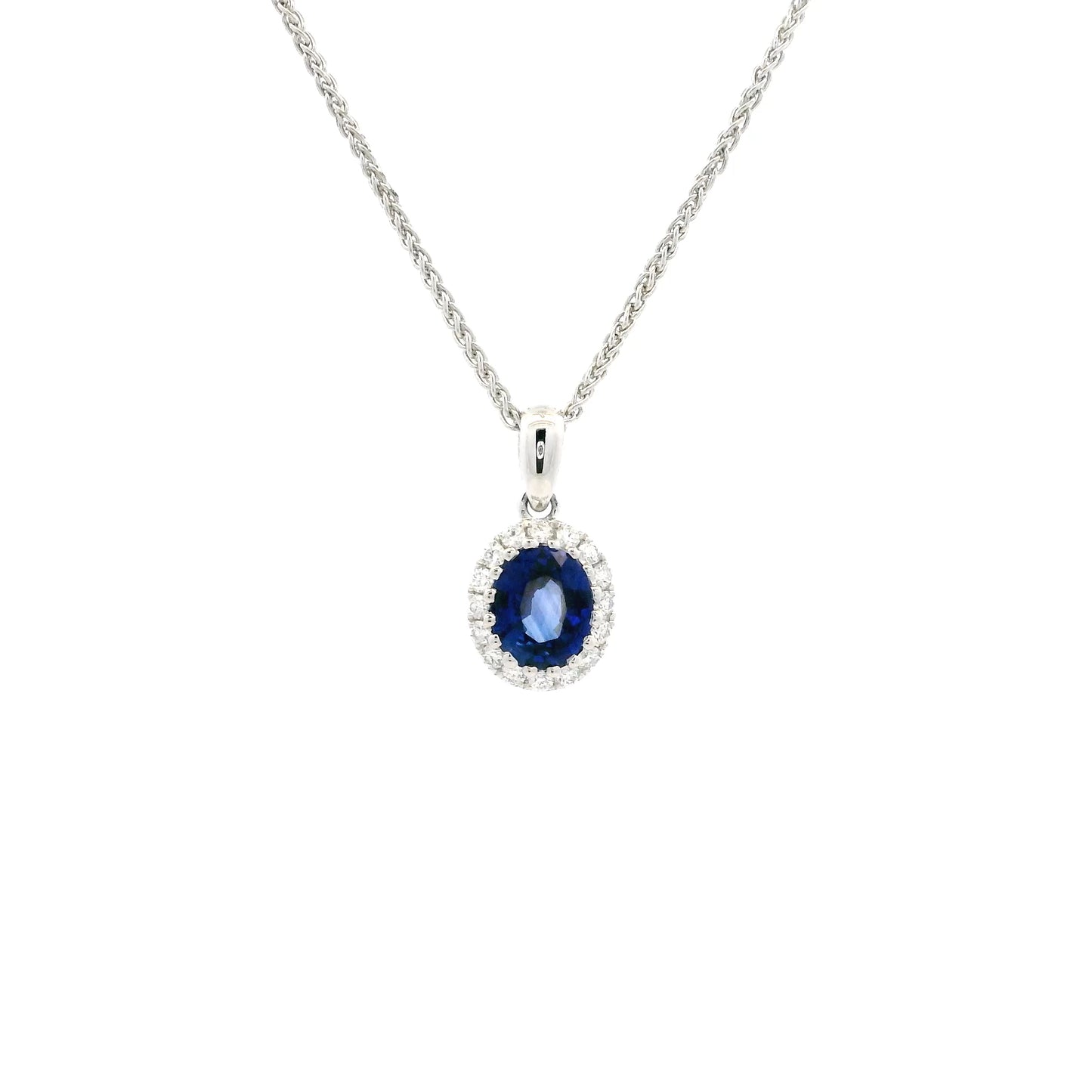 0.79ct Oval Sapphire And Round Diamond Cluster Pendant