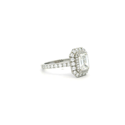 1.21ct Emerald Cut Diamond Double Cluster Ring