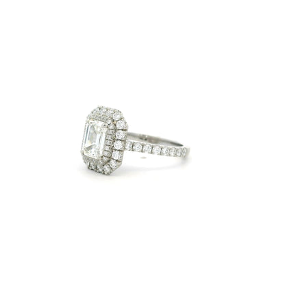 1.21ct Emerald Cut Diamond Double Cluster Ring