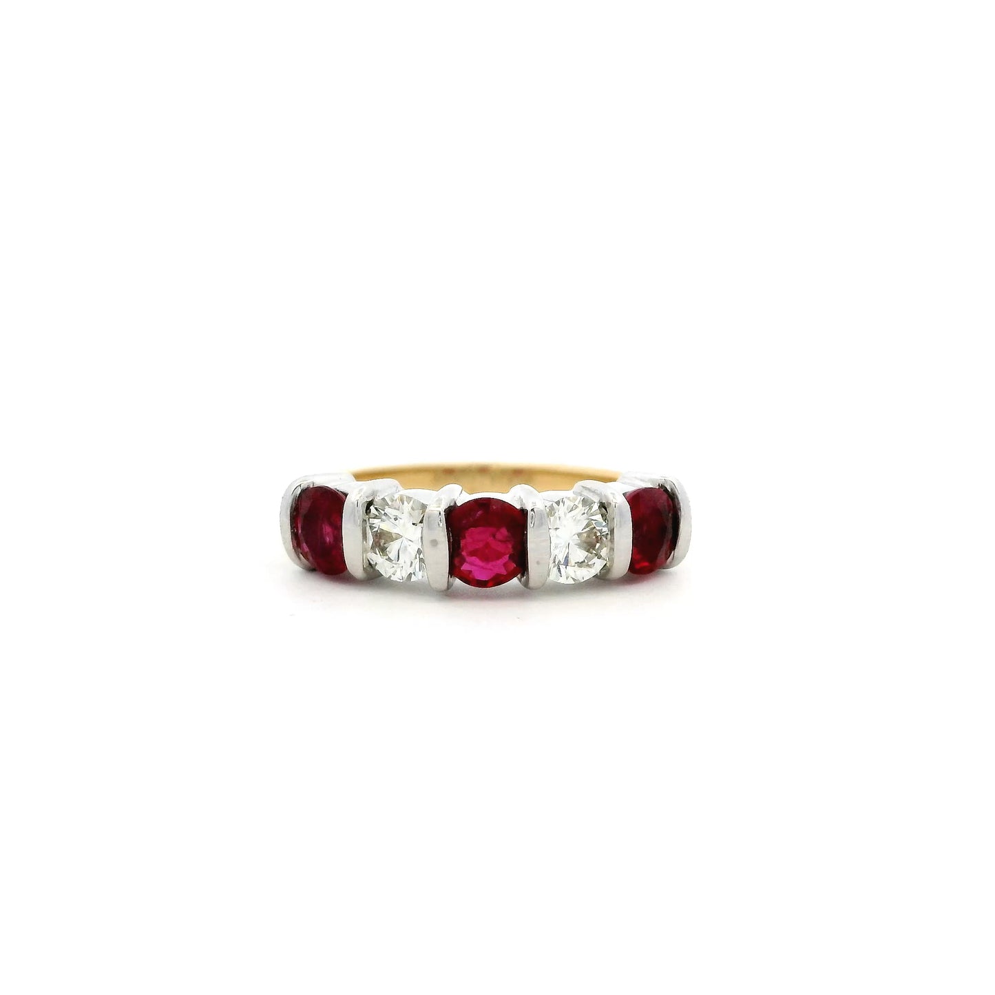 1.40ct Round Ruby And Diamond Five Stone Ring