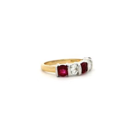 1.40ct Round Ruby And Diamond Five Stone Ring