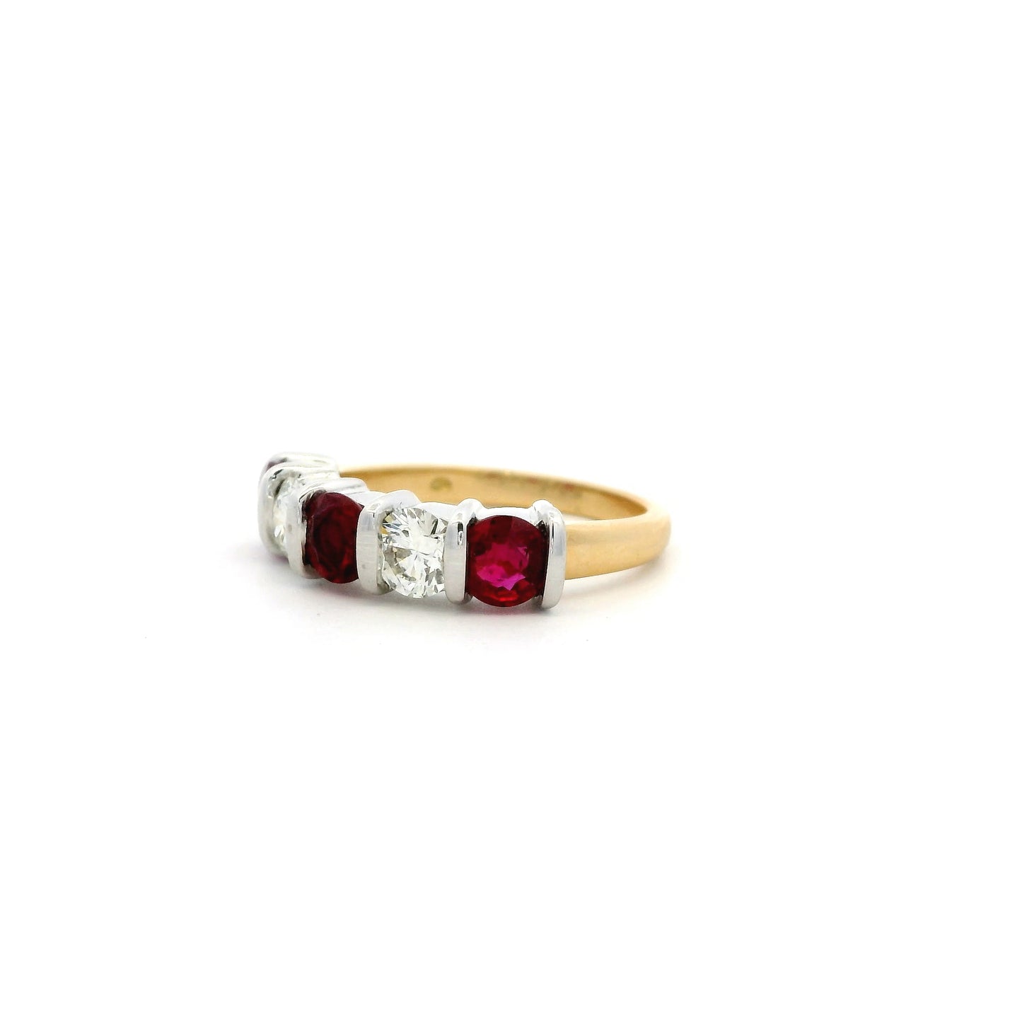 1.40ct Round Ruby And Diamond Five Stone Ring