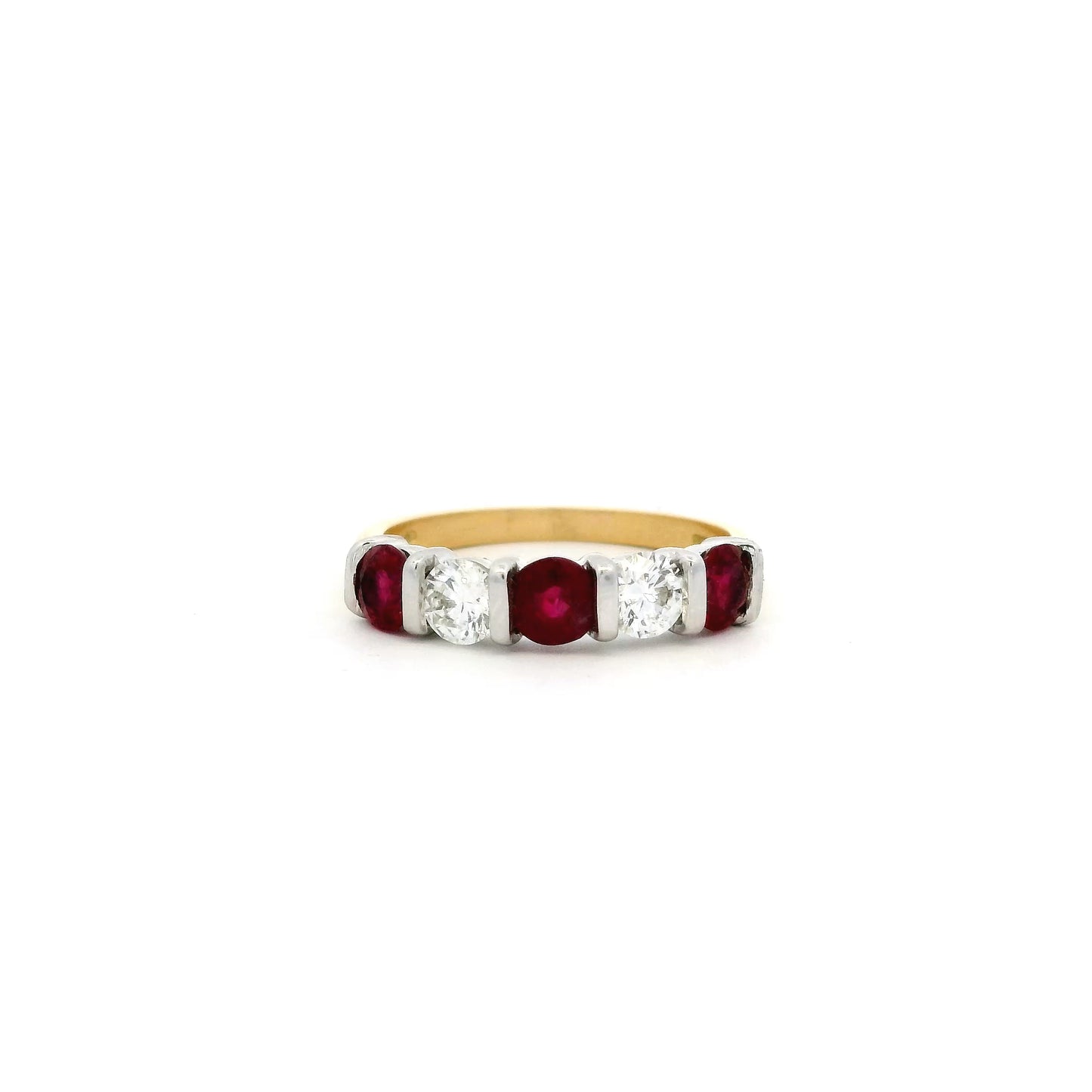1.08ct Round Ruby And Diamond Five Stone Ring