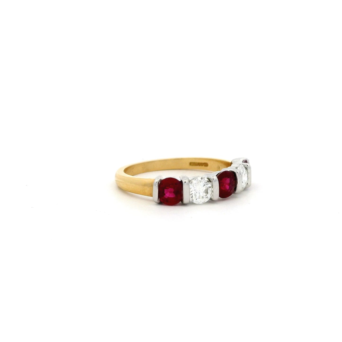 1.08ct Round Ruby And Diamond Five Stone Ring
