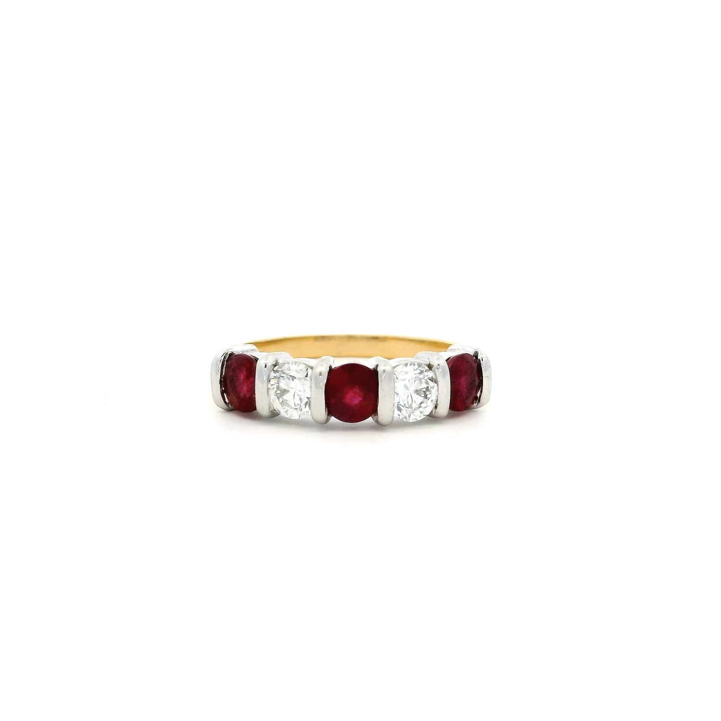 1.18ct Round Ruby And Diamond Five Stone Ring