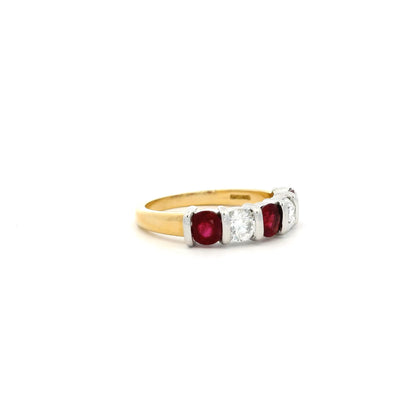 1.18ct Round Ruby And Diamond Five Stone Ring