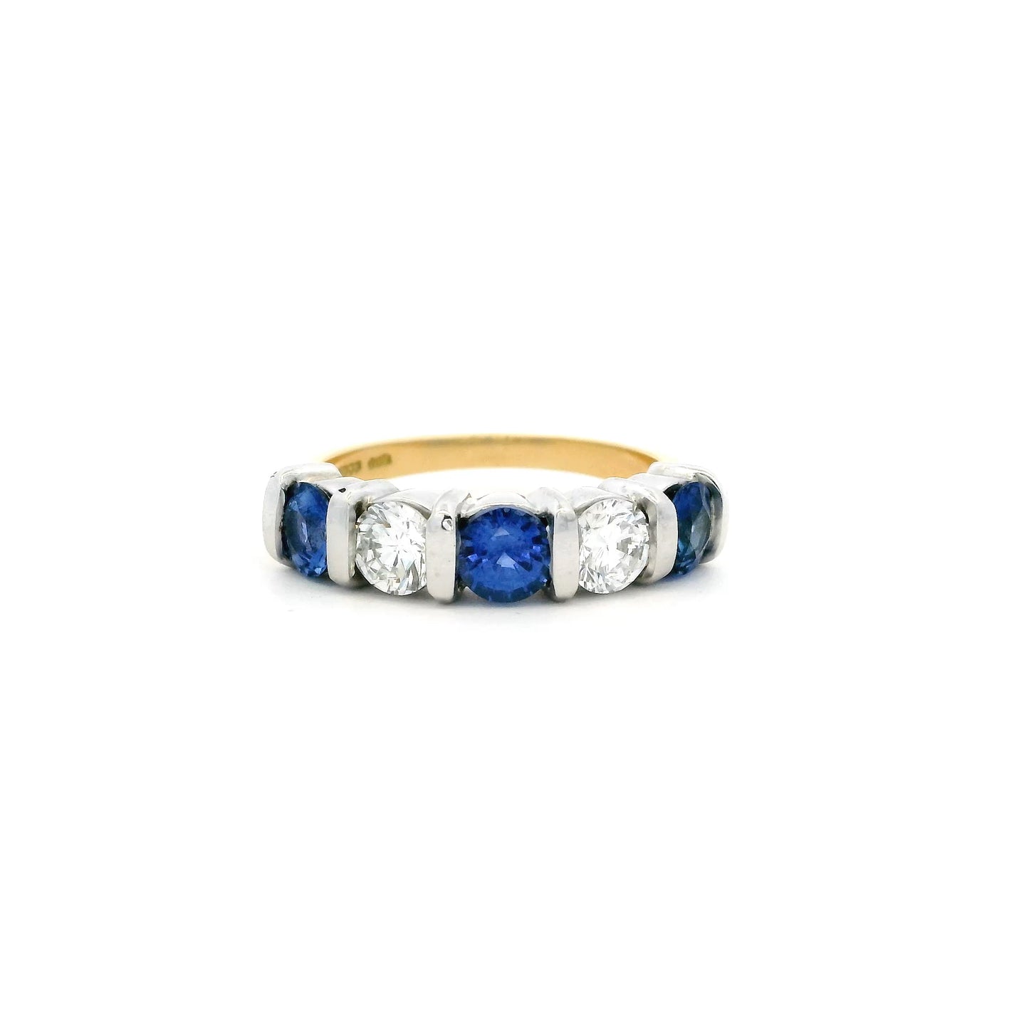 1.54ct Round Sapphire And Diamond Five Stone Ring