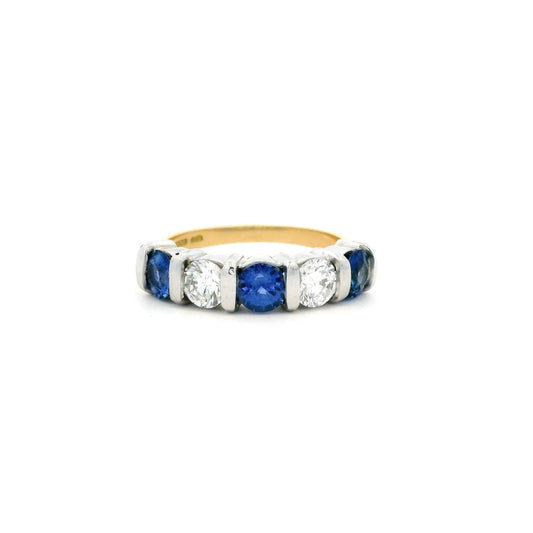 1.54ct Round Sapphire And Diamond Five Stone Ring