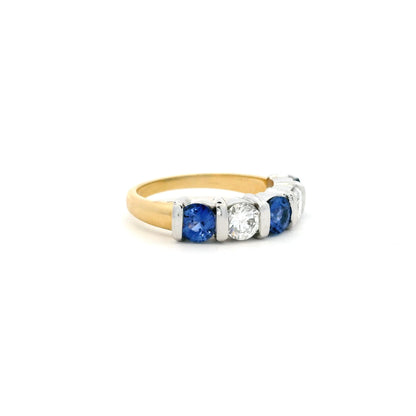 1.54ct Round Sapphire And Diamond Five Stone Ring
