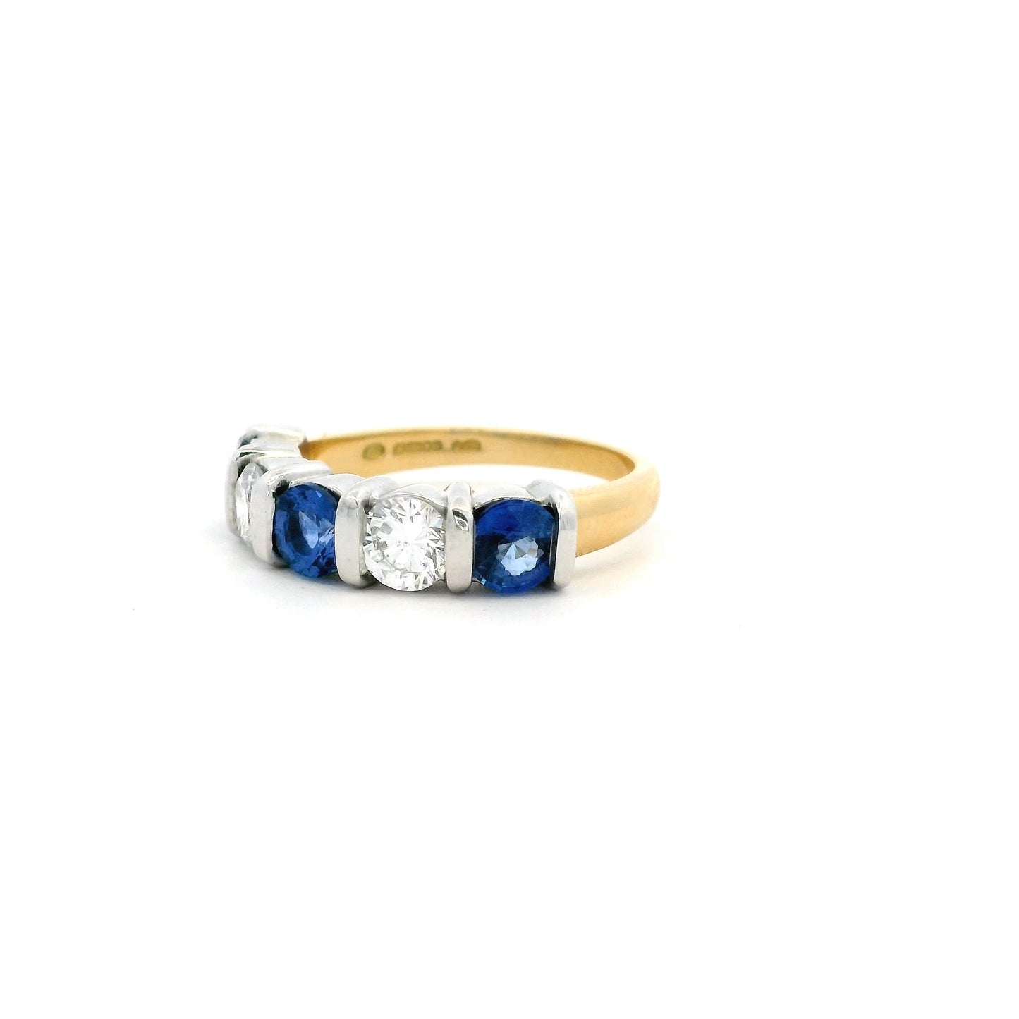 1.54ct Round Sapphire And Diamond Five Stone Ring