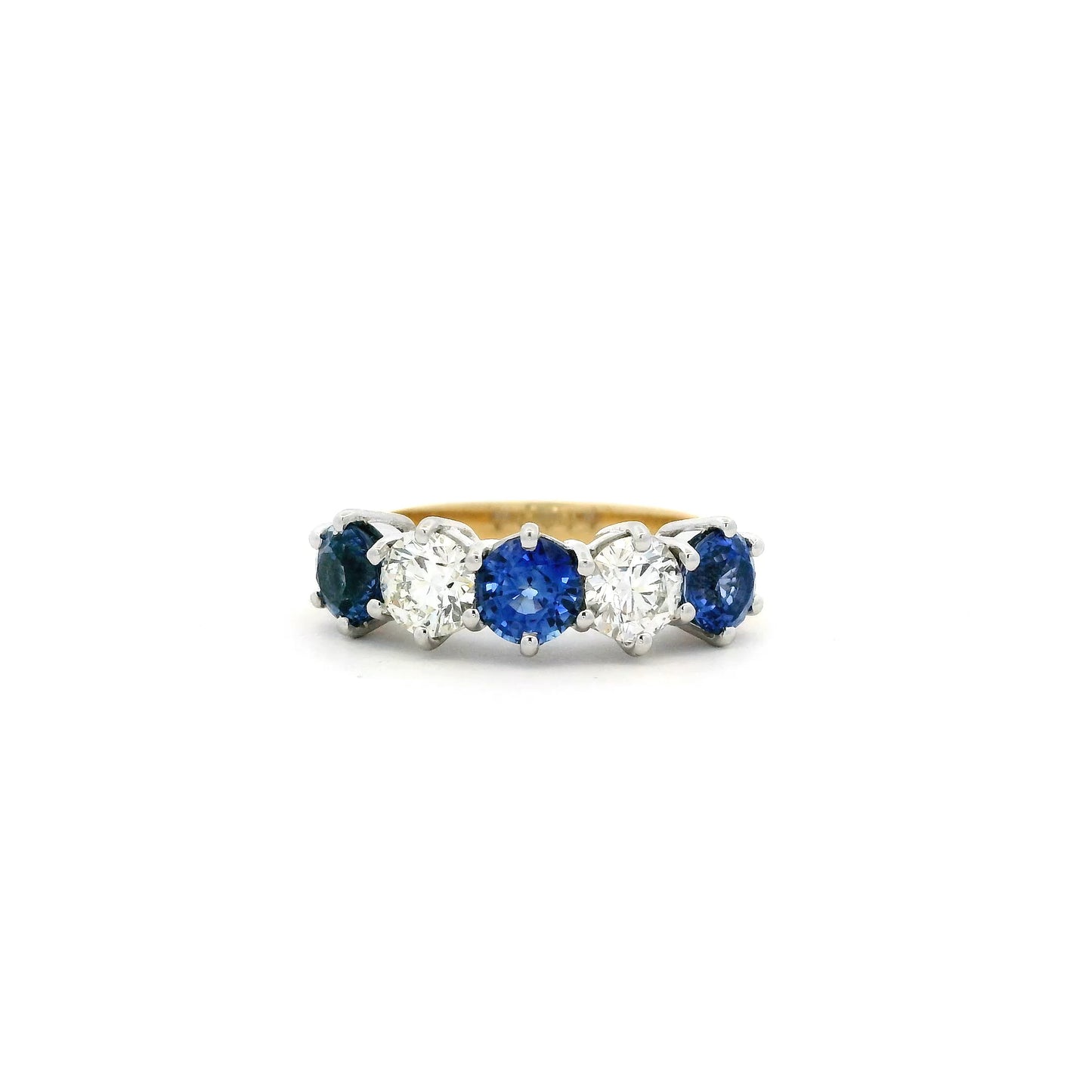 2.12ct Round Sapphire And Diamond Five Stone Ring