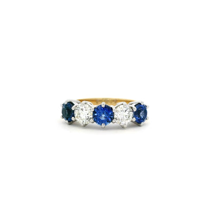 2.12ct Round Sapphire And Diamond Five Stone Ring