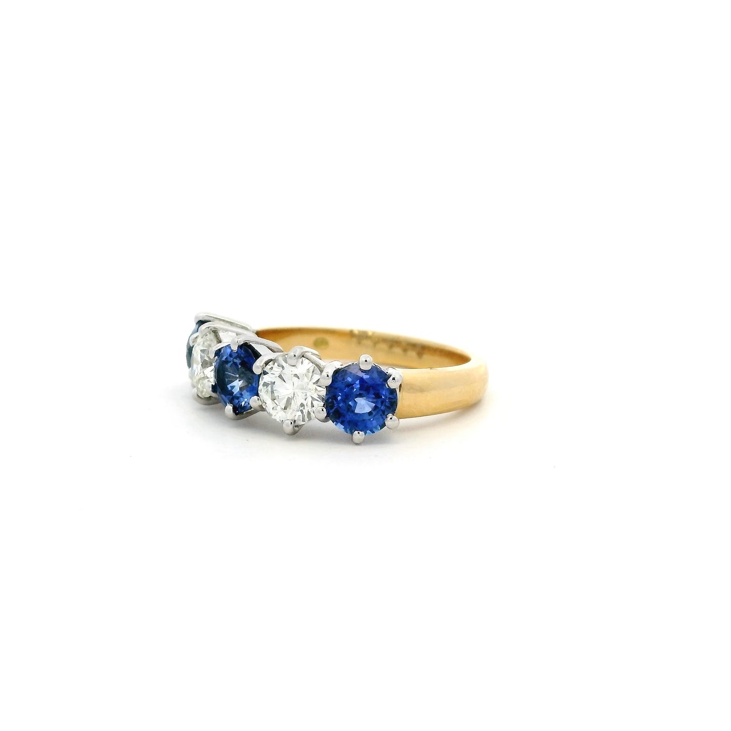 2.12ct Round Sapphire And Diamond Five Stone Ring