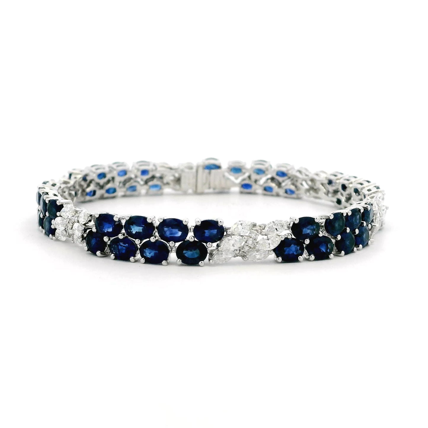 14.38ct Oval Sapphire And Marquise Diamond Bracelet