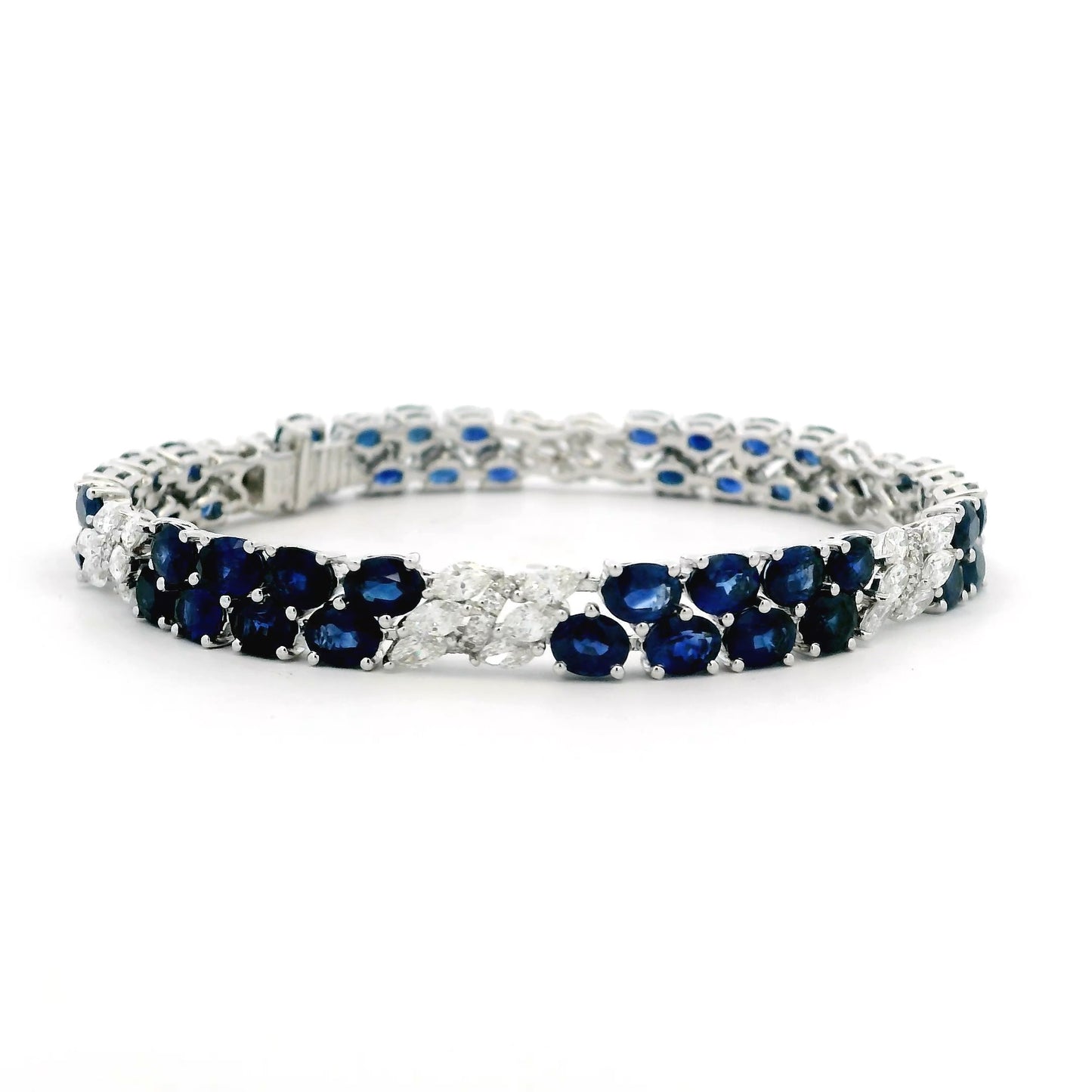 14.38ct Oval Sapphire And Marquise Diamond Bracelet