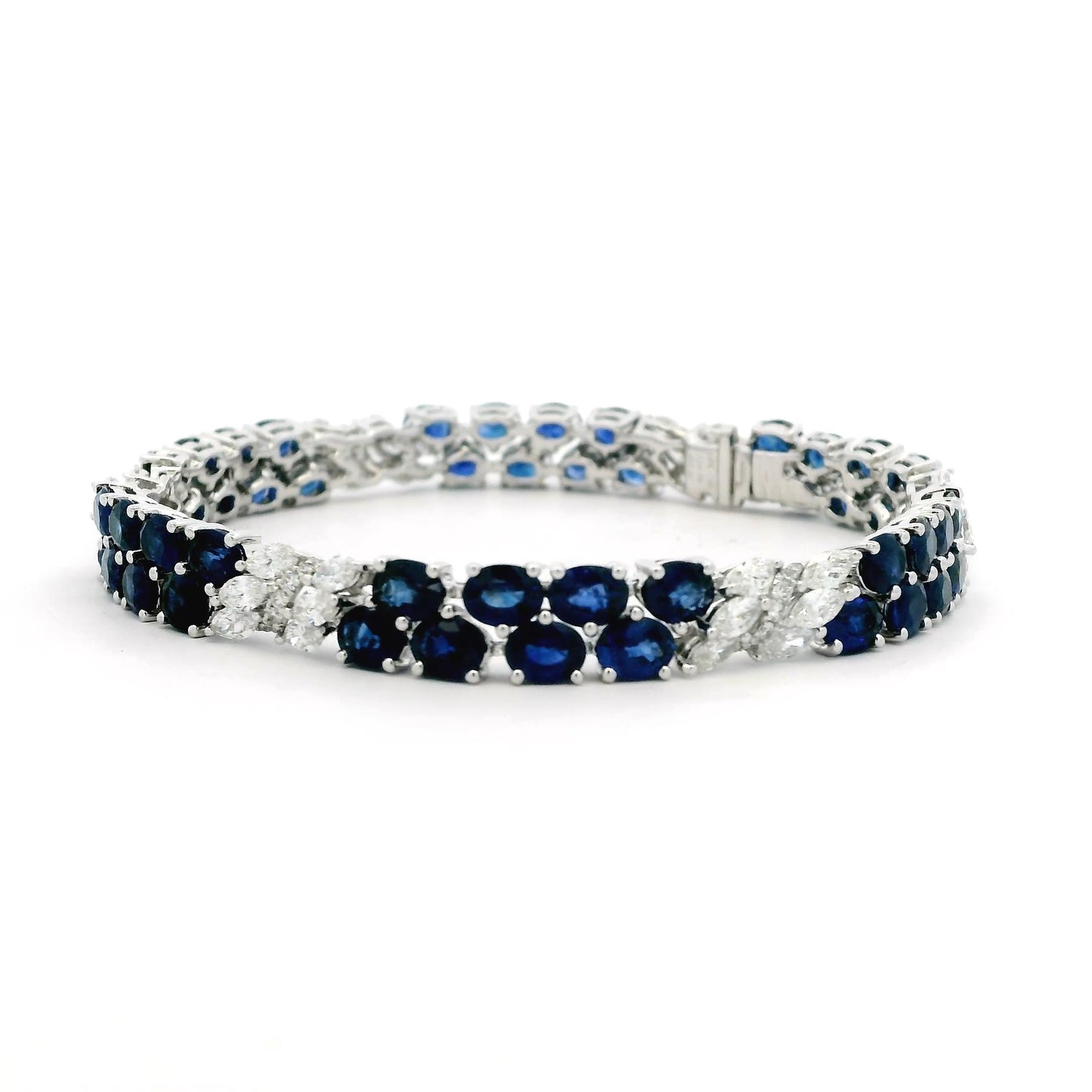 14.38ct Oval Sapphire And Marquise Diamond Bracelet