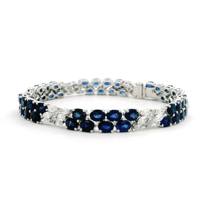 14.38ct Oval Sapphire And Marquise Diamond Bracelet