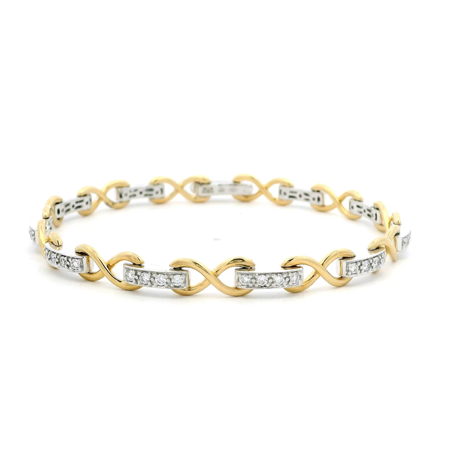 0.80ct Round Diamond Bar link And Yellow Gold Infinity Link Bracelet