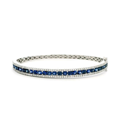 3ct Round Sapphire And Diamond Hinged Bangle