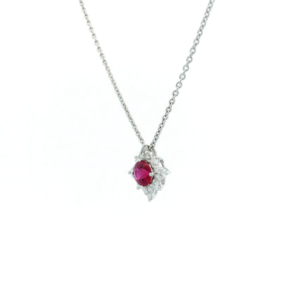 0.41ct Round Ruby And Diamond Star Cluster Pendant