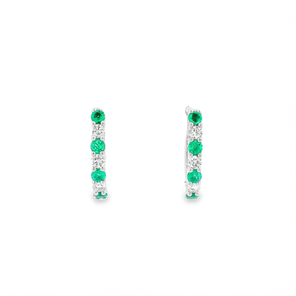 0.38ct Round Emerald And Diamond Hoops