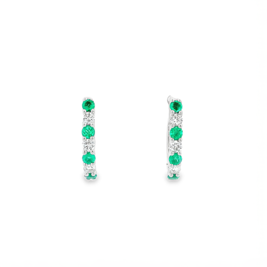 0.38ct Round Emerald And Diamond Hoops