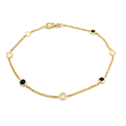 0.28ct Round Sapphire And Diamond Spectacle Chain Bracelet