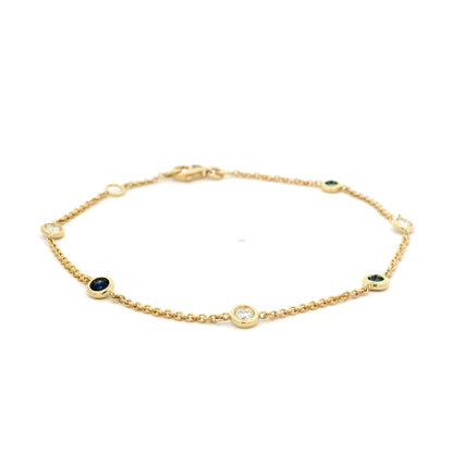 0.28ct Round Sapphire And Diamond Spectacle Chain Bracelet
