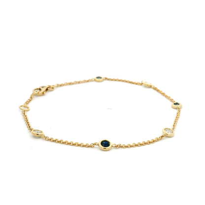 0.28ct Round Sapphire And Diamond Spectacle Chain Bracelet