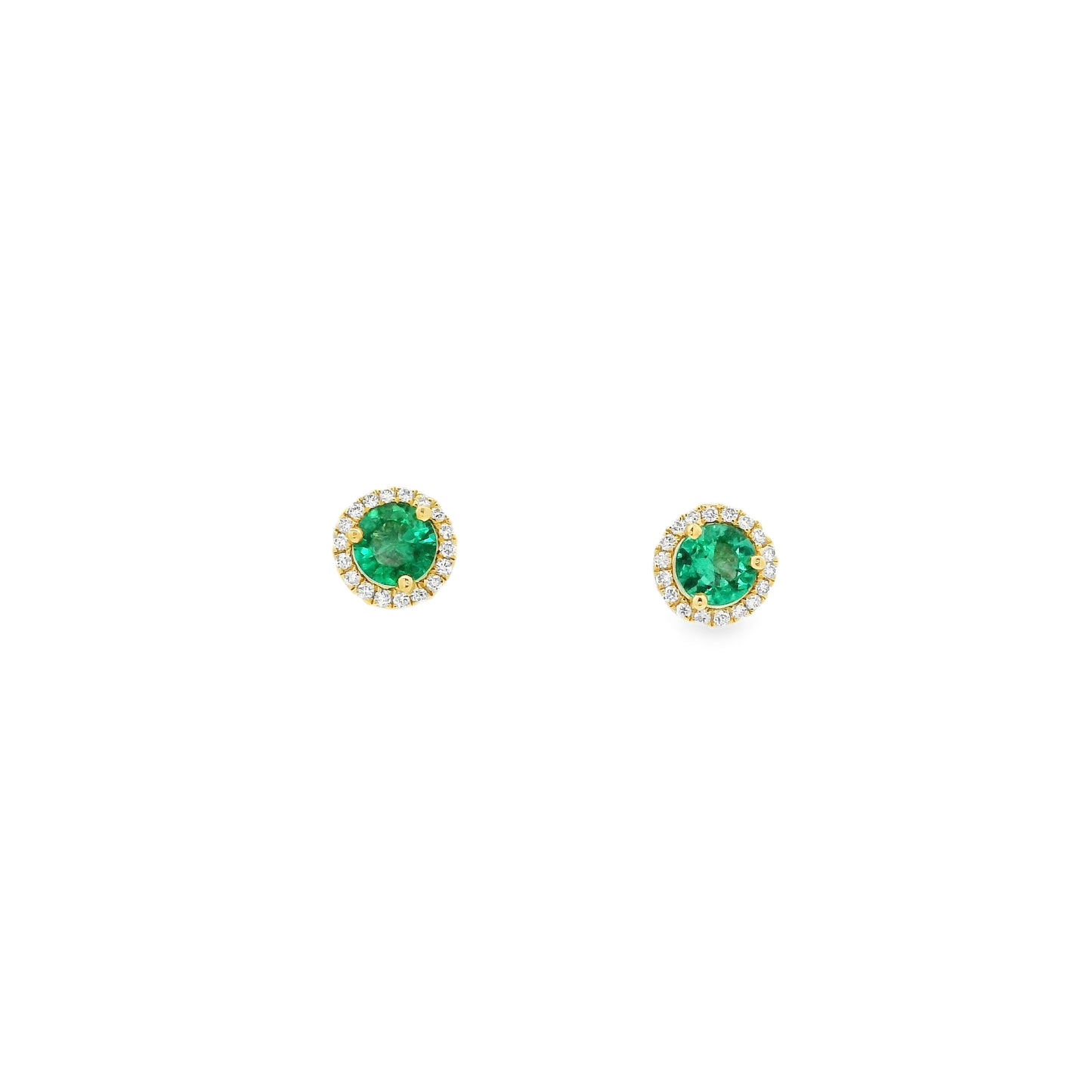0.44ct Round Emerald And Diamond Cluster Stud Earrings